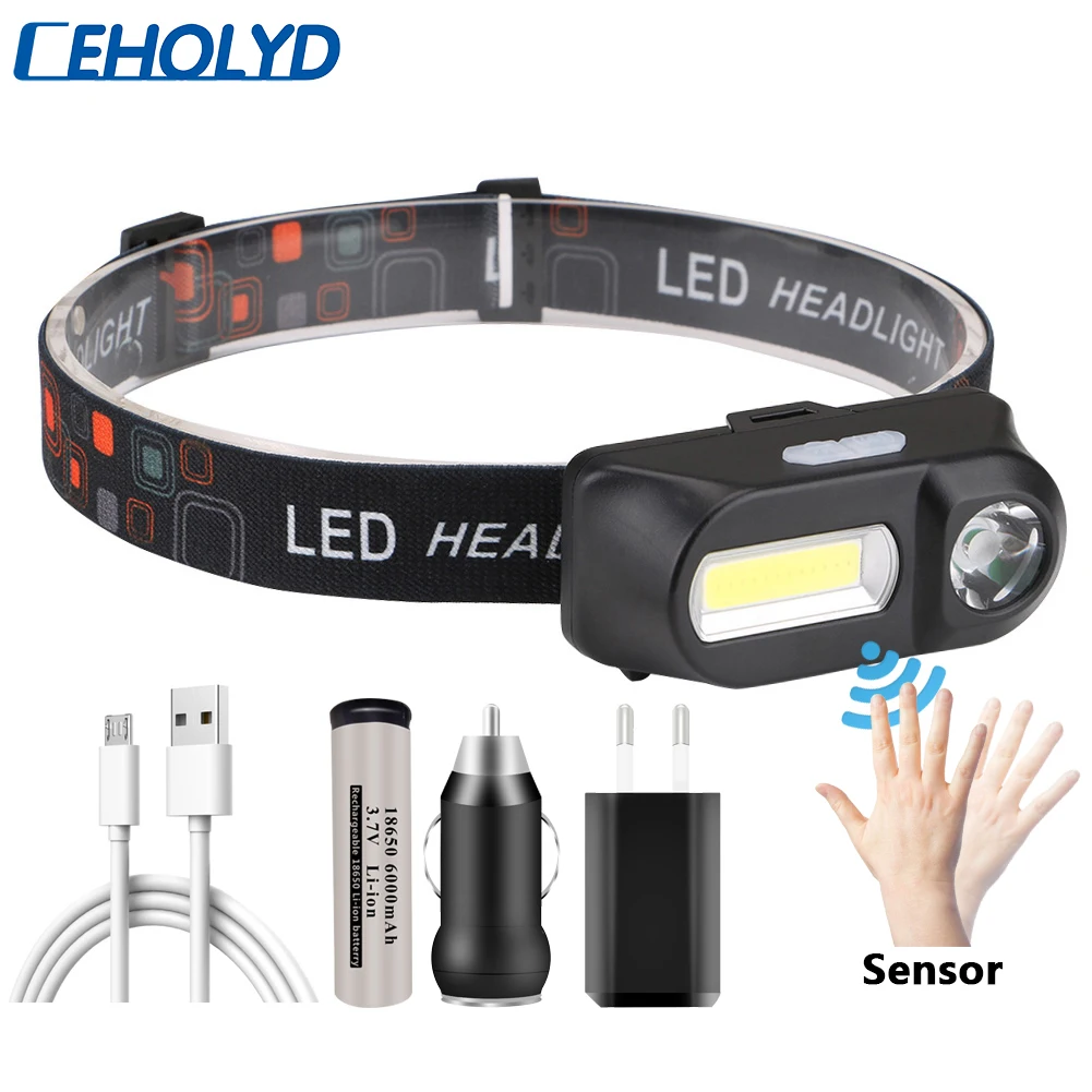 Q5 светодиодный налобный фонарь светильник USB Перезаряжаемый 18650 походный ночной