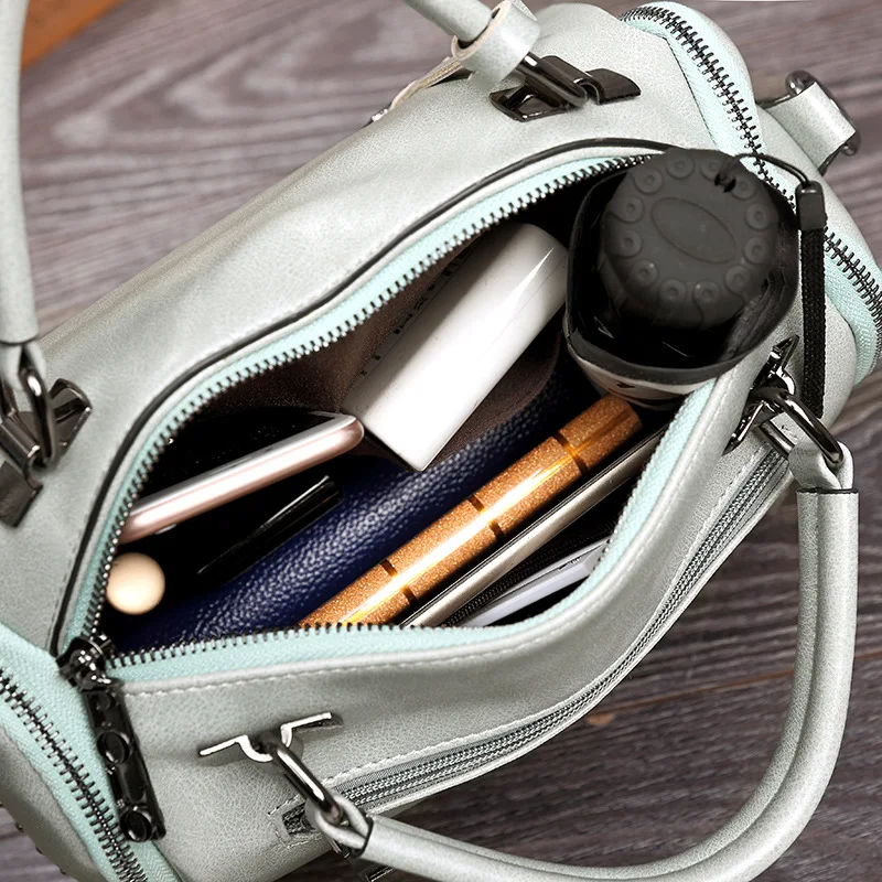 

YourSeason 2021 Oil Wax Leather Boston Ladies Fashion Handbag Casual Large Capacity Solid Color Female Shoulder Crossbody Bags