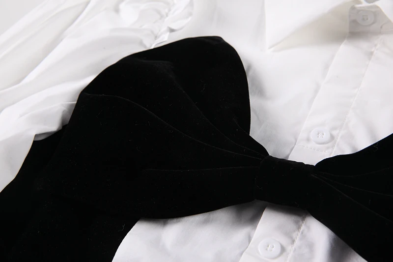

Designer Women Long Flare Sleeve White Shirts Big Bows Unique Spring Fashion High Street Blouses Party Tops Blousa SY018