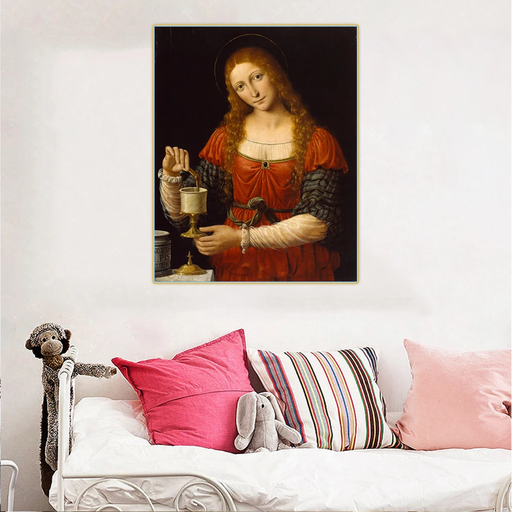 

Leonardo Da Vinci"St Mary Magdalene"Home Decoration Cuadros Posters Prints Wall Art Canvas Oil Painting Pictures Room Decal