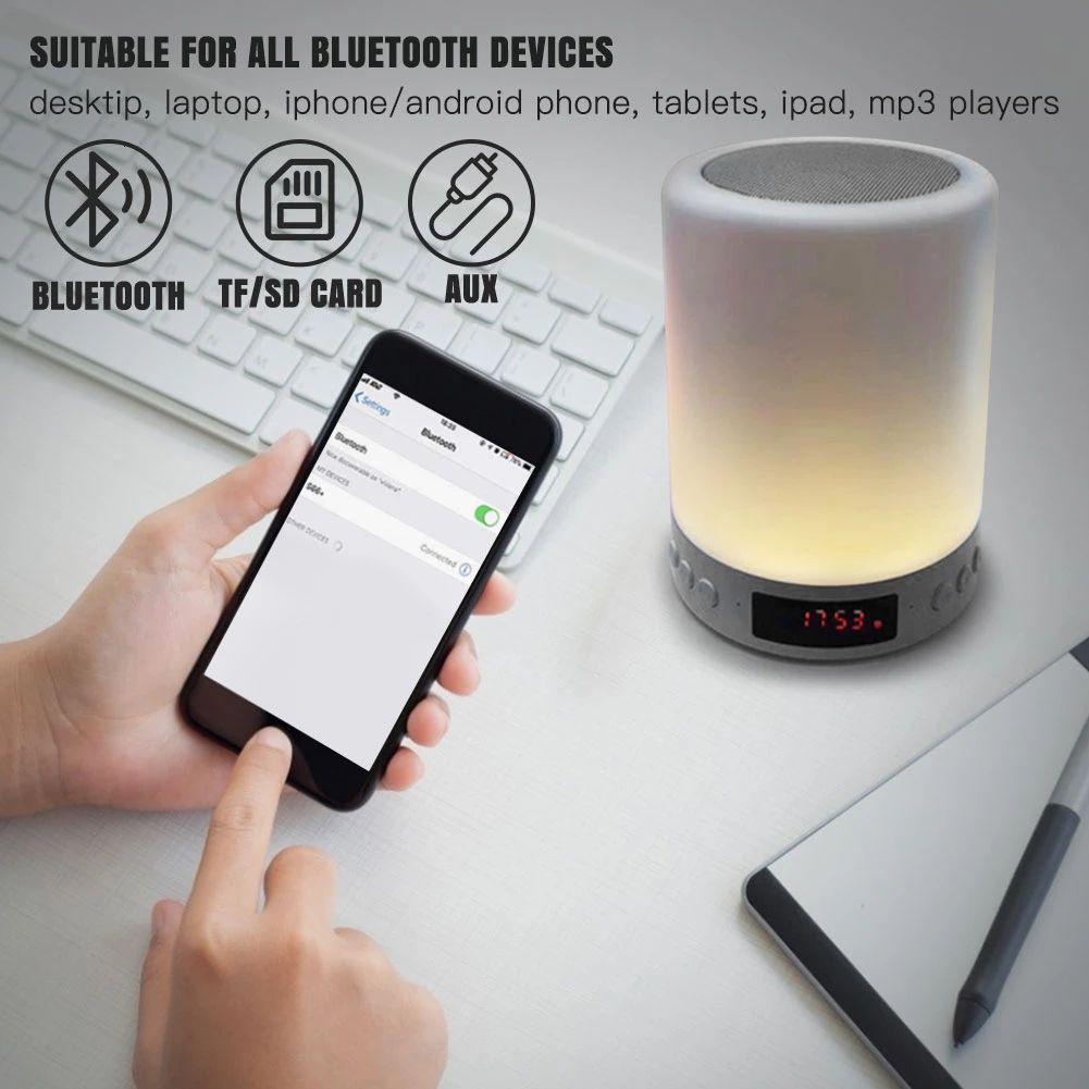 Цветной ночник с Bluetooth динамиком умный портативный беспроводной Настольный
