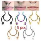 ПЕРФОРИРОВАННОЕ кольцо для носа, имитация циркония, кольцо для носа для девочек и мужчин, искусственное кольцо-клипса, украшение для пирсинга