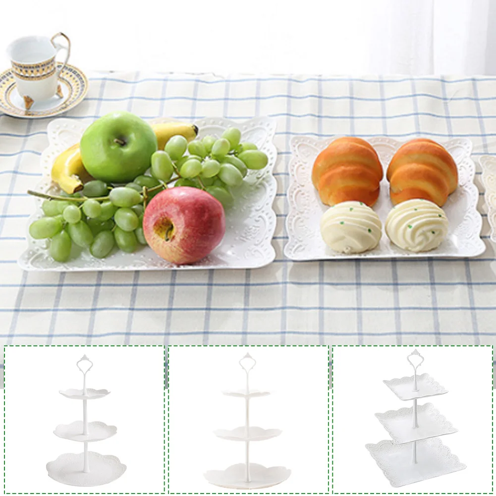 

1Pcs Three-tiered Fruit Snacks Wedding Party Buffet Tray Display Supply PP Rack Fruits Cookie Rack Handle Party Fast delivery