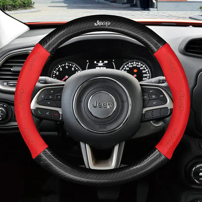 

Suitable for JeeP carbon fiber steering wheel cover Leather Cross-border special for four seasons (without label)