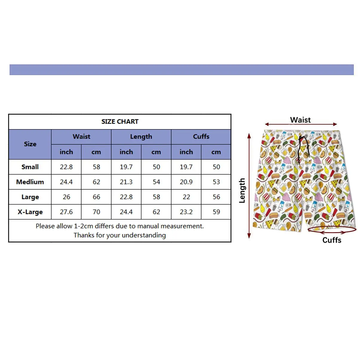 

Junk Food Sports Shorts Teen Summer Skinny Casual Beach Short Pants Jogger Fitness Sweatpants
