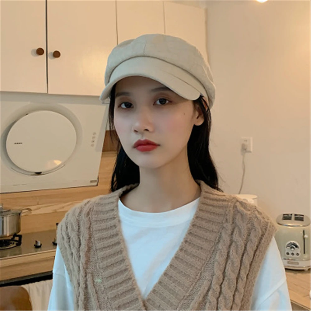 

Retro octagonal Hat Women's Korean fashion British hat spring and summer temperament net red Japanese duck tongue Beret WS-2218