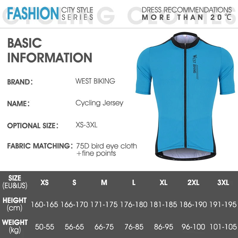 

WEST BIKING XS-XXXL Summer Cycling Jersey Breathable Team Racing Sport Bicycle Jersey Mens Shirt Clothing Short Bike Jersey