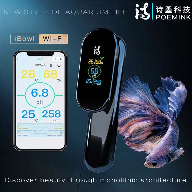 Aquarium Accessories Water Quality Monitor Wi-Fi 5in1 TDS&pH&Temp Meter Water Quality Real-time digital meter