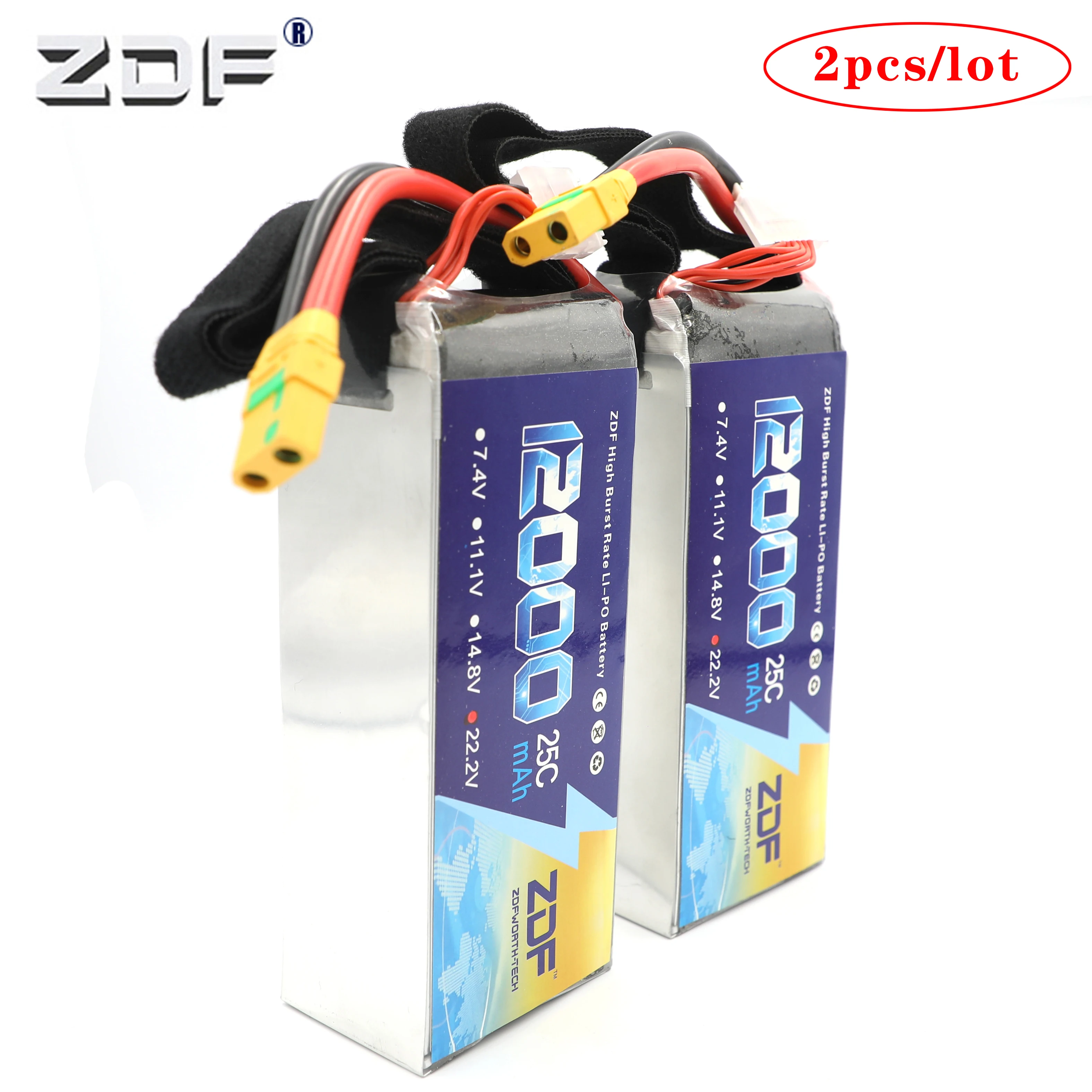 ZDF 2pcs RC летательный аппарат LiPo батарея 22,2 V 12000mAh 25C 6S для радиоуправляемый самолет, Квадрокоптер автомобиль Лодка вертолет 6S RC батареи LiPo