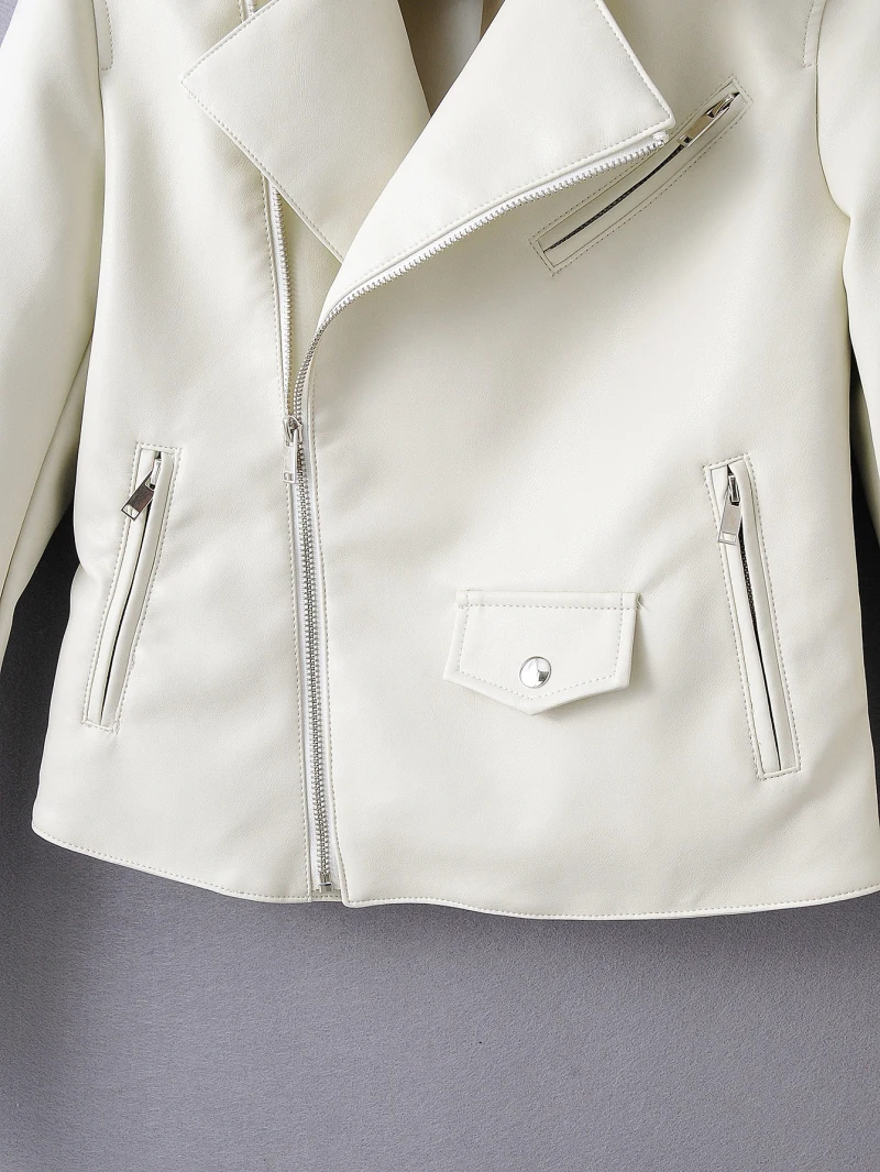 

cool women faux leather jackets 2020 spring white fashion casual female coat streetwear ladies jacket pocket girls coats