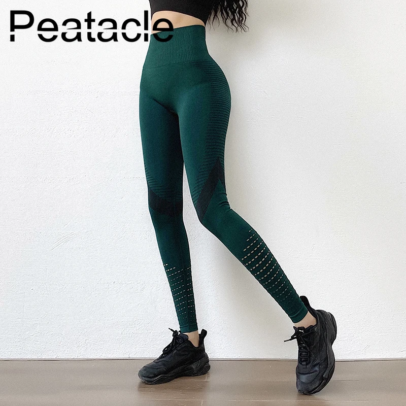 Бесшовные Леггинсы для йоги с высокой талией колготки Peatacle Женская дышащая