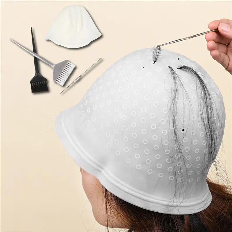 

4pcs/set Silicone Highlight Cap Reusable Hair Dye Cap Salon Hairdressing Tool