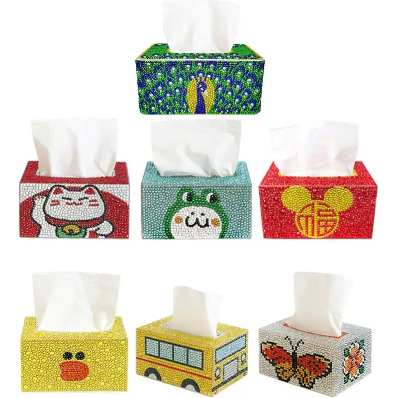 

DIY 5D Diamond Painting Tissue Box Paper Storage Case Craft Home Table Decoration Resin Diamond Tissue Box Craft Gift