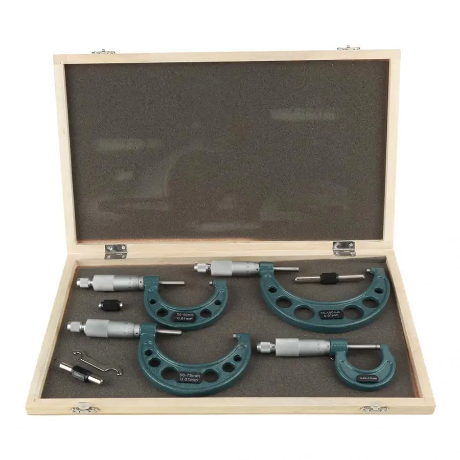 4 шт. 0-100 мм наружные Микрометры толщиномер измерительные суппорты с корпусом