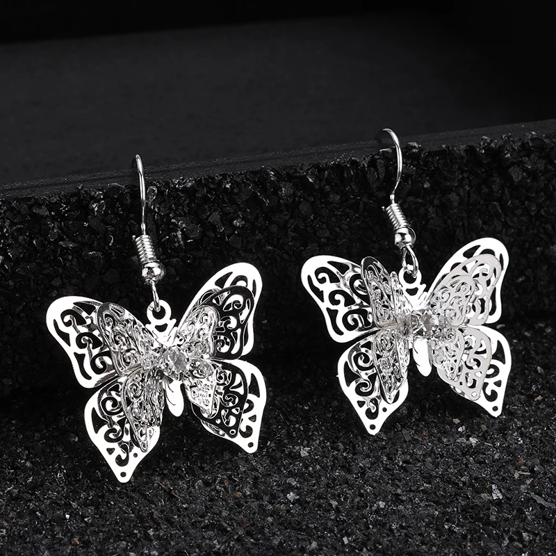 Богемные посеребренные висячие серьги Shellhard геометрические серьги-бабочки с