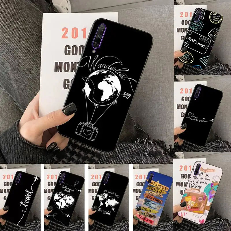 

World Map Travel Just Go Phone Case For Huawei Y5 Y62019 Y52018 Y92019 Luxury funda case for 9prime2019