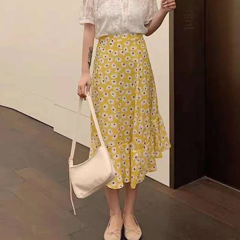 

Floral Summer Women Elegant Casual Clothing New Korean Student Girlfriends Dress Chrysanthemum Skirt Dress