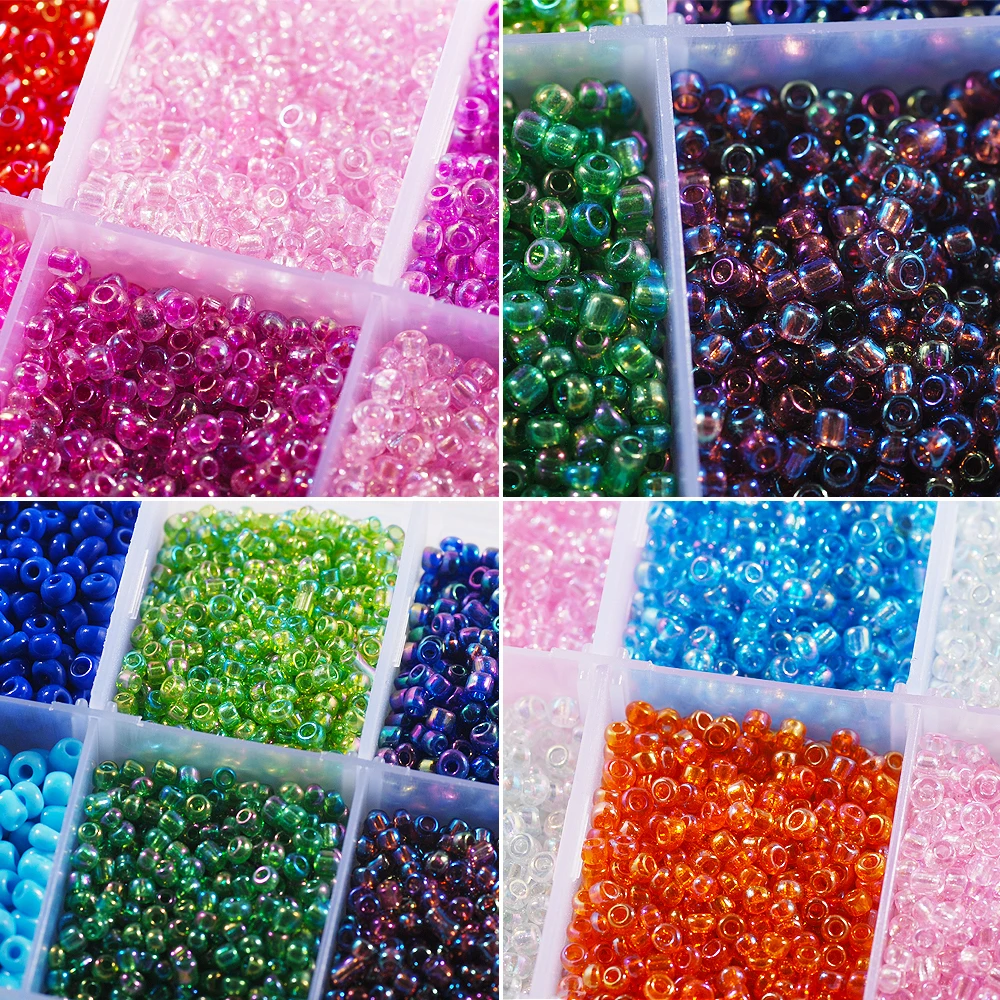 

140 г/пакет 2 мм перфорированные бусины с разноцветным блеском, микростеклянные бусины-разделители для ожерелий, браслетов, украшений «сдела...