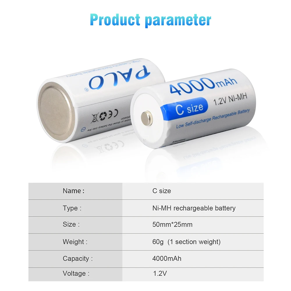 PALO новинка c-класс Размеры Перезаряжаемые Батарея металл-гидридных или никель 1 2 V