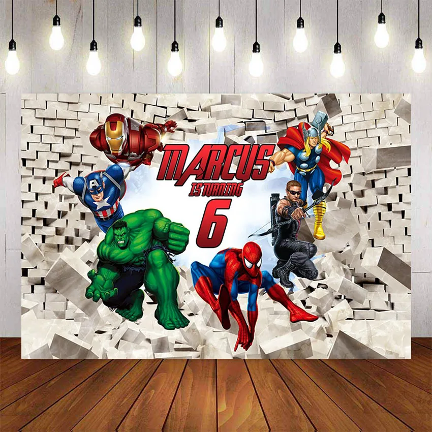 Небесно-голубой Comics Superhero Avengers Iron Man Photography Backdrop children show Birthday Photo customized Banner Prop Studio Backdrop - Цвет: Небесно-голубой