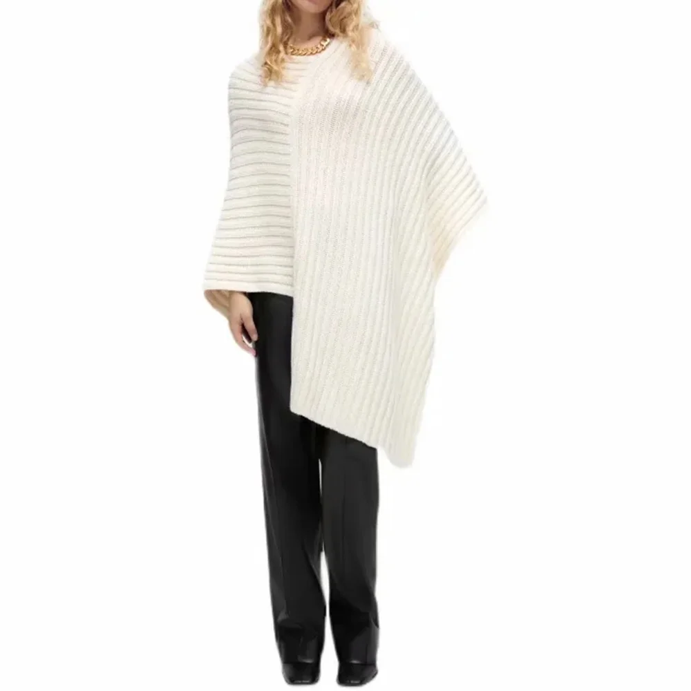 

2021 Y2K Autumn Women Lvory V Neck Irregular Pullover Knitted Female Vintage Oversize Streetwear Ladies Knitted Sweater