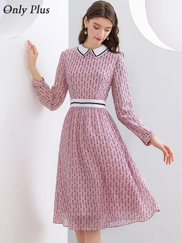 Женское шифоновое платье трапеция Only Plus элегантное винтажное офисное до колена с