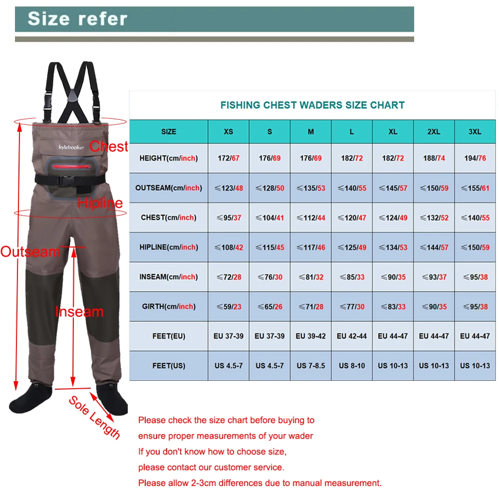 Brown Breathable Lightweight Fly Fishing Chest Waders Stocking Foot Wader for Men Women enlarge