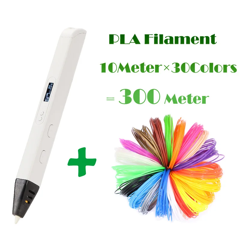 White Add 300 Meters Lihuachen RP800A 3D печать Ручка для детей 3D Рисование ручка живопись Intellectua игрушка применимый ABS/PLA нити материал - Цвет: White Add 300 Meters