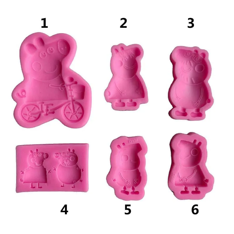 

6 kinds piglets shape silicone mold fondant mold cake decorating tools chocolate cupcake baking gumpaste mold