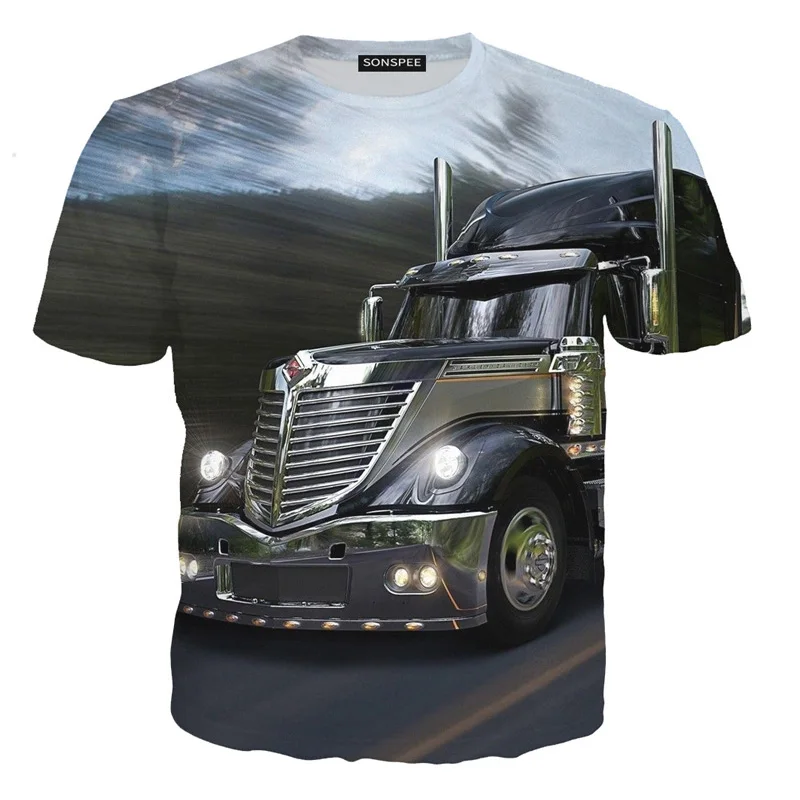 

Agricultural heavy truck motorcycle classic men's and women's printed T-shirt high-quality top with short sleeves