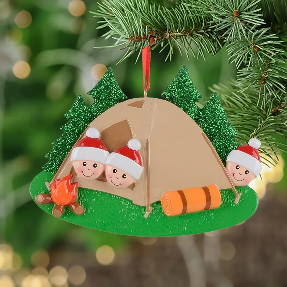 

Personalized Family Camping Tent Ornament Christmas Tree Decoration Campfire Outdoor Fun Activity Vacation Keepsake