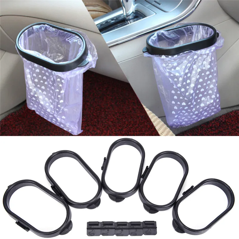 

Car Rubbish Bag Plastic Clip Vehicle Garbage Bags Frame Pasted Trash Holder Black