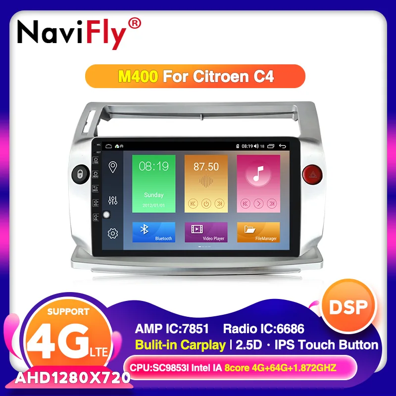 4G + 64G Android 10 IPS DSP для Citroen C4 C Triomphe Quatre 2004 2009 автомобильный радиоприемник с