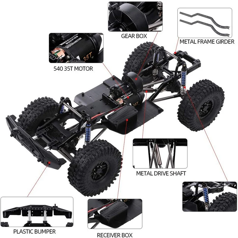 Wheelbase Chassis Frame 313mm with Tries and Motor for AXIAL 1/10 SCX10 II 90046 90047 RC Crawler Climbing Car | Электроника