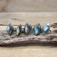 natural labradorite ring healing stone gems crystal silvery resizable finger rings women fashion jewelry dropshippingqc4034