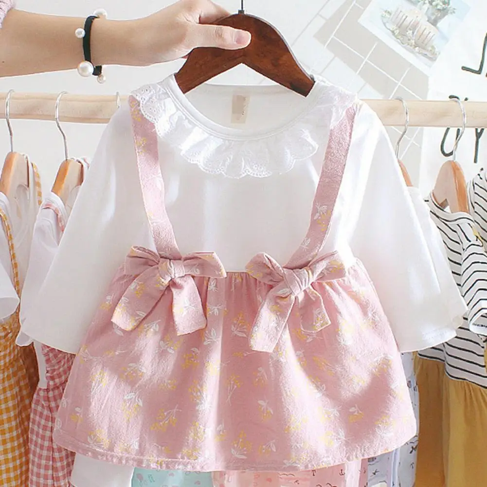 

Spring Dress Cute 2 Colors Long Sleeve Girls Lacework Round Neck Dress for Going Out Dress Dress