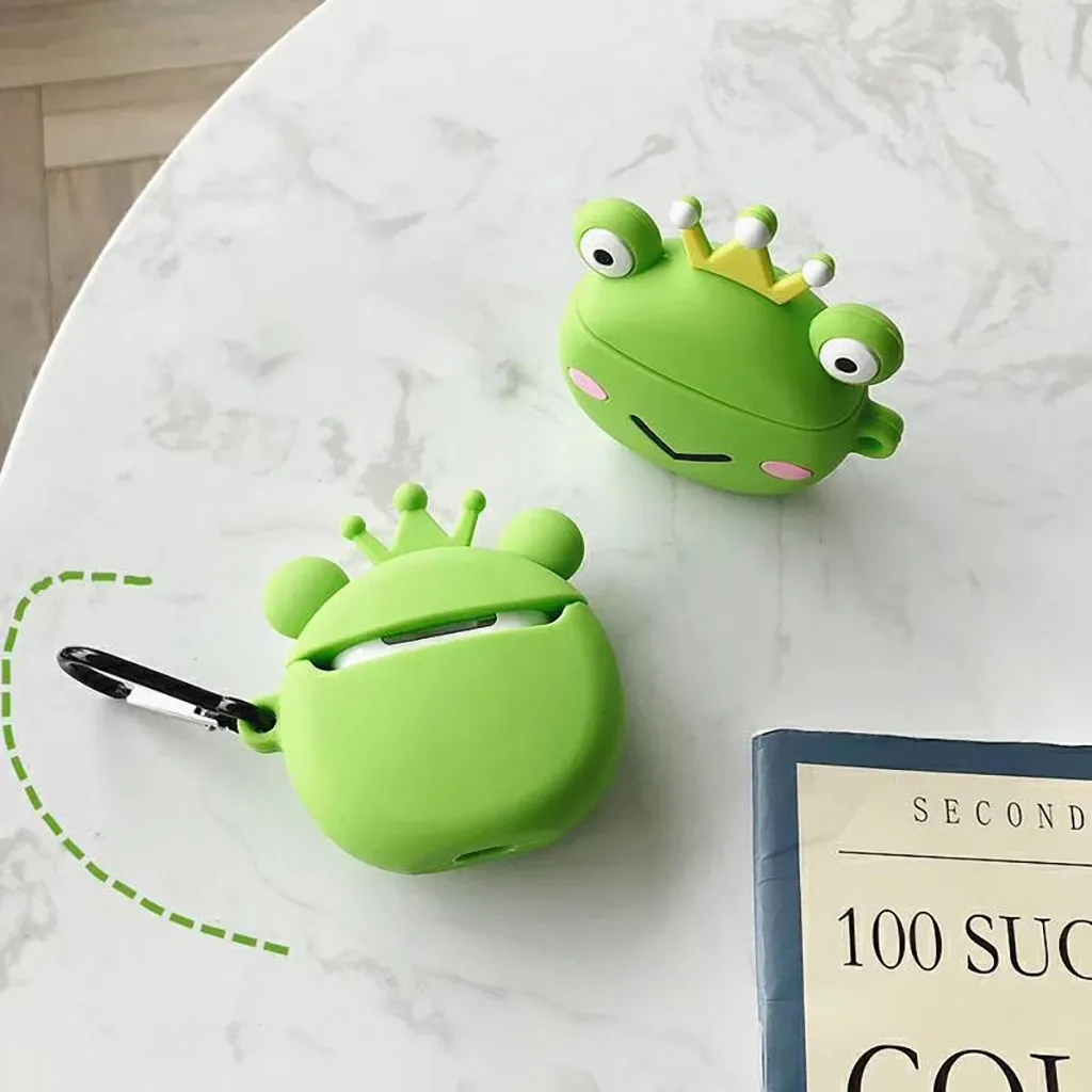 Милый Мультфильм Лягушка принц Мягкая кукла из силикона чехол для Apple Airpods 1 2