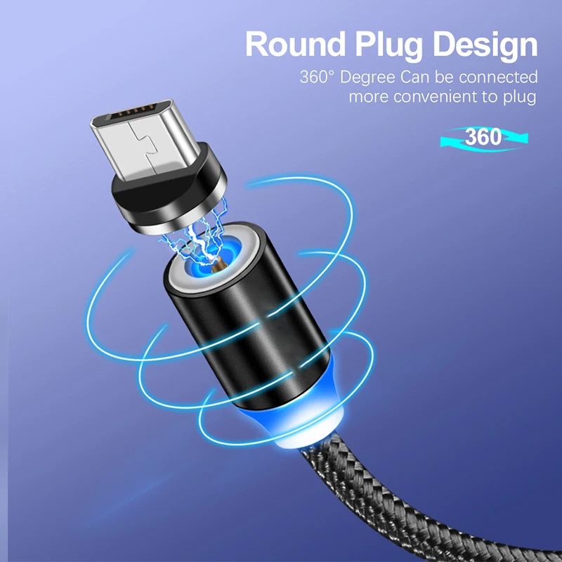 Магнитный кабель ONEVAN 2 м адаптер Micro USB Type C 4 А магнитное зарядное устройство
