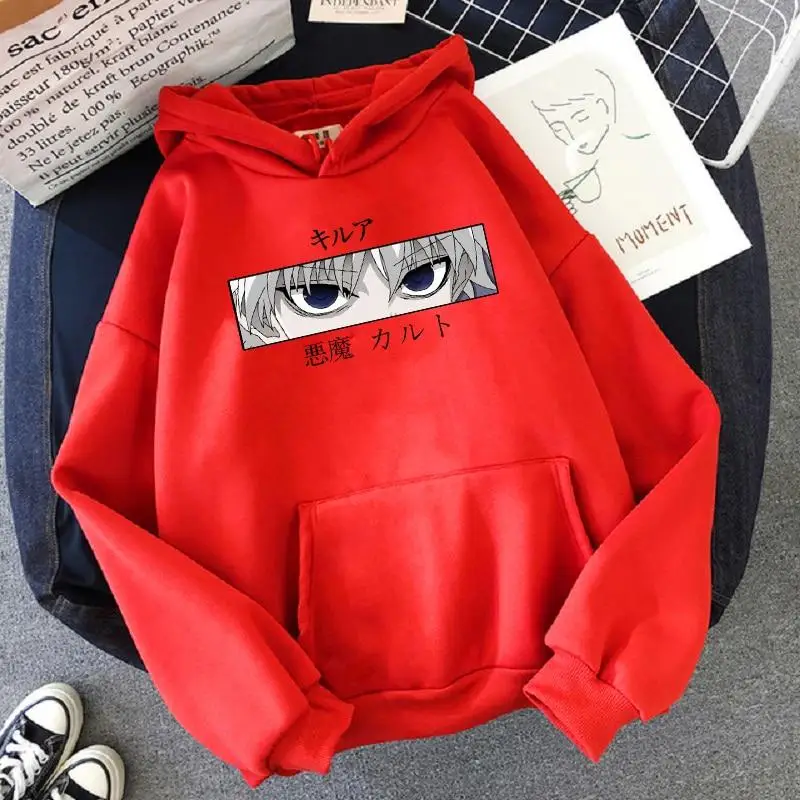 Angry Killua Devil Eye Hoodies 2021 Fashion Casual Graphic Hoodie  Anime Sweatshirt  Loose Kawaii Streetwear Oversized Hoody images - 6