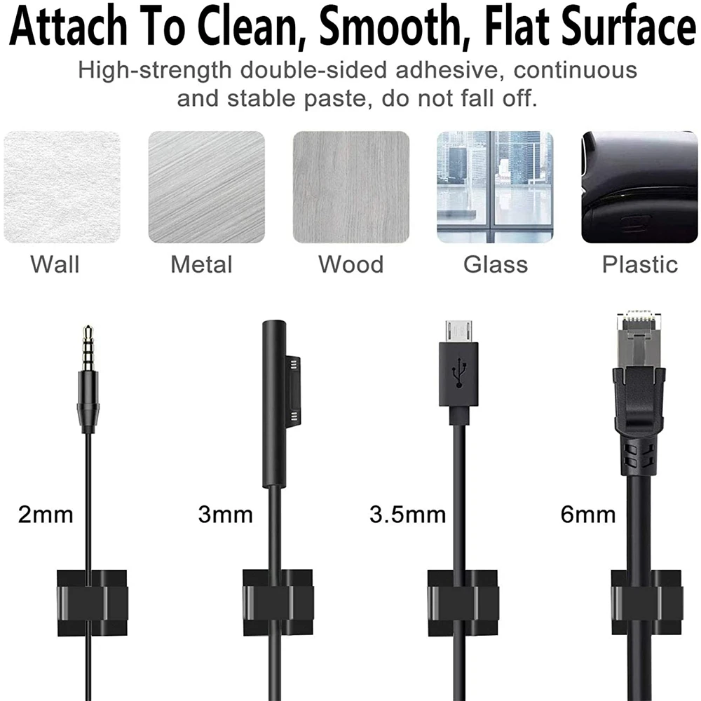 

50PCS Reinforced Cable Clamps with Strong Tape Wiring Clamps Cable Organizer Cable Ties Cable Organizers for Car Office and Home