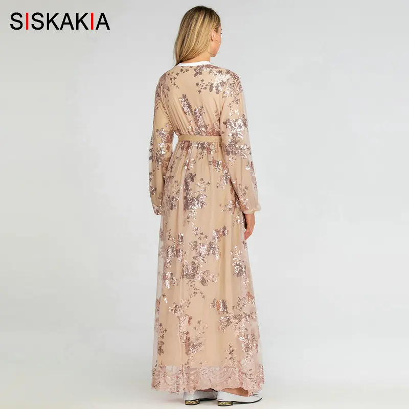 Siskakia роскошное высококачественное кружевное бронзовое платье с длинными
