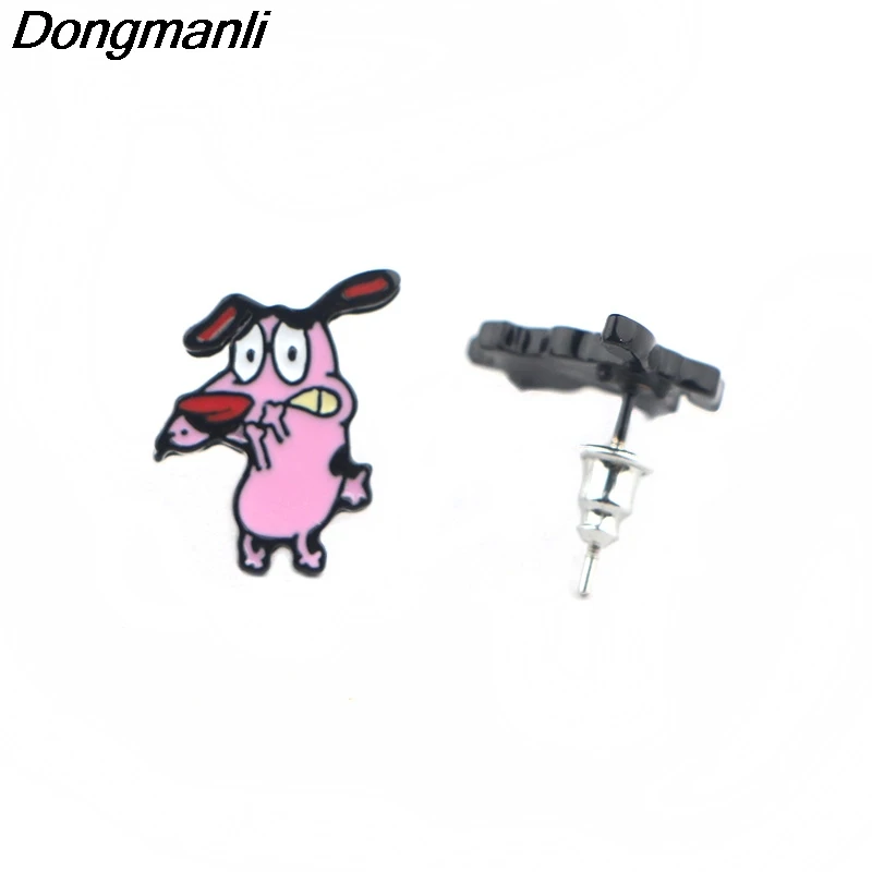 P4190 Dongmanli милые серьги-гвоздики в виде собаки для женщин эмалевые серьги