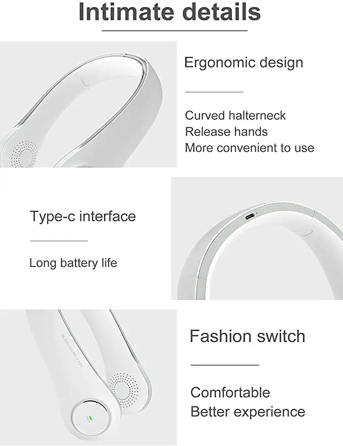 

2021 Mini USB Portable Fan Neck With Rechargeable Battery Electric Fan Summer handheld Air Cooler Conditioner for Room Home