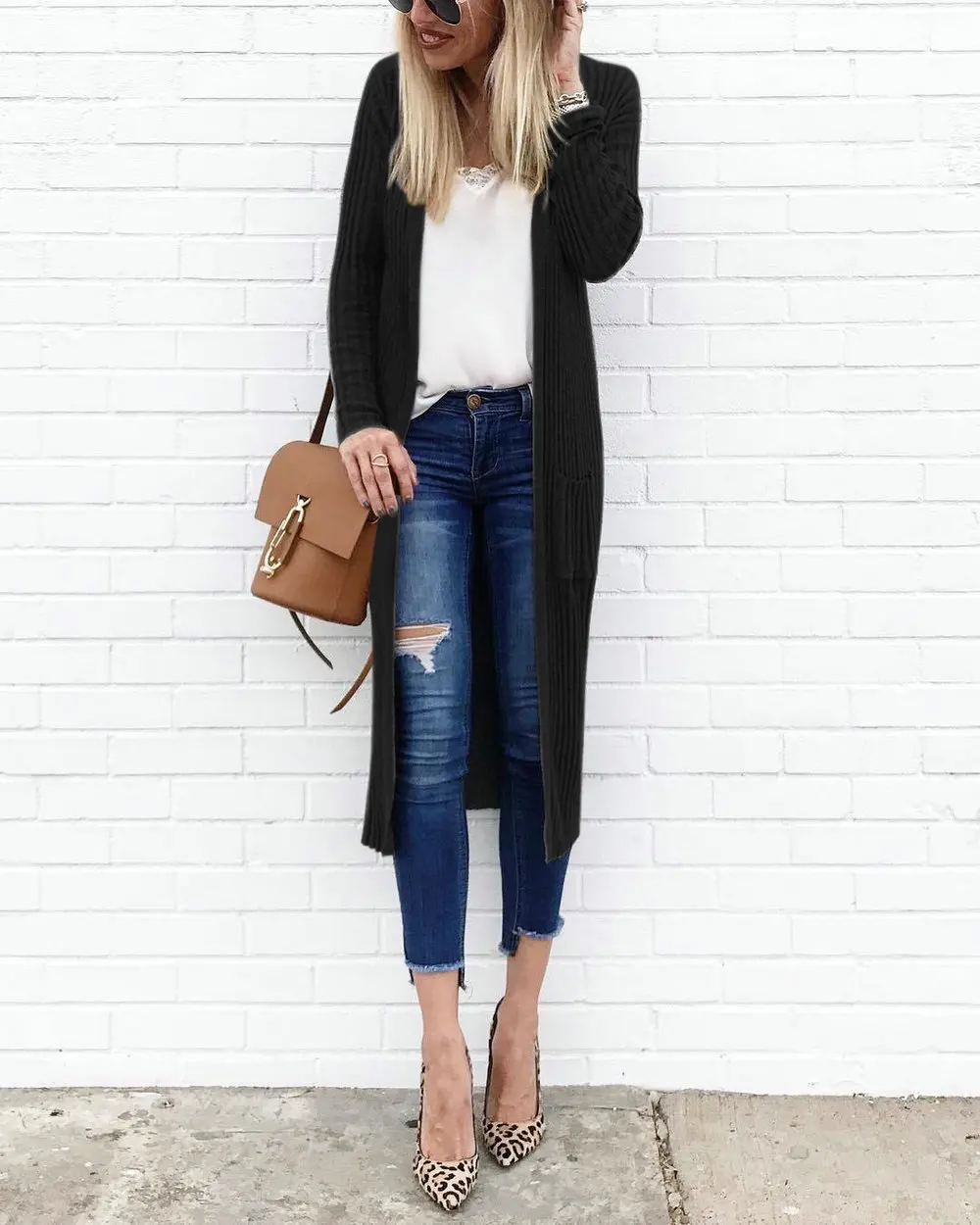 

Women Long Sleeve Knitted Cardigan Coat Loose Casual Sweater Outwear Jackets Coats Early Autumn Thin Slim Outwears