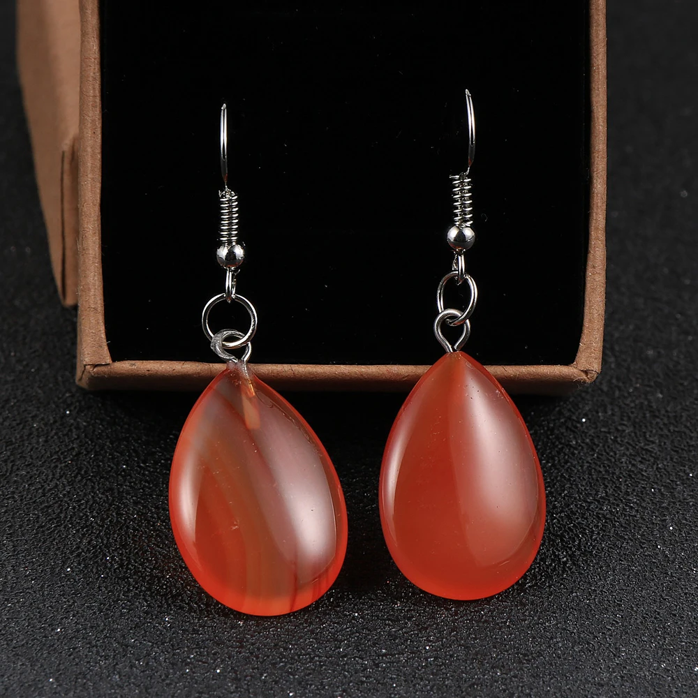 Модные женские серьги-подвески в стиле бохо с каплями воды из натурального камня