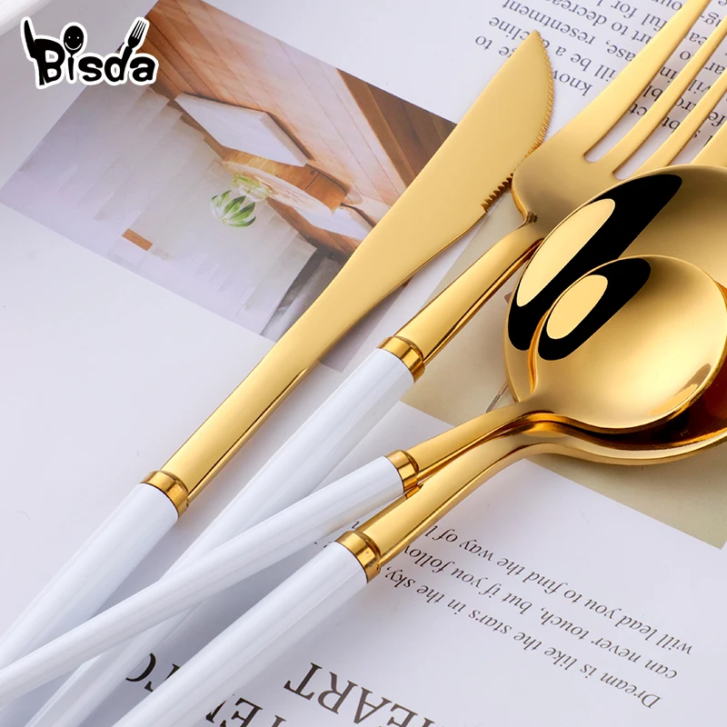 Набор столовых приборов из нержавеющей стали роскошный белый набор золотых