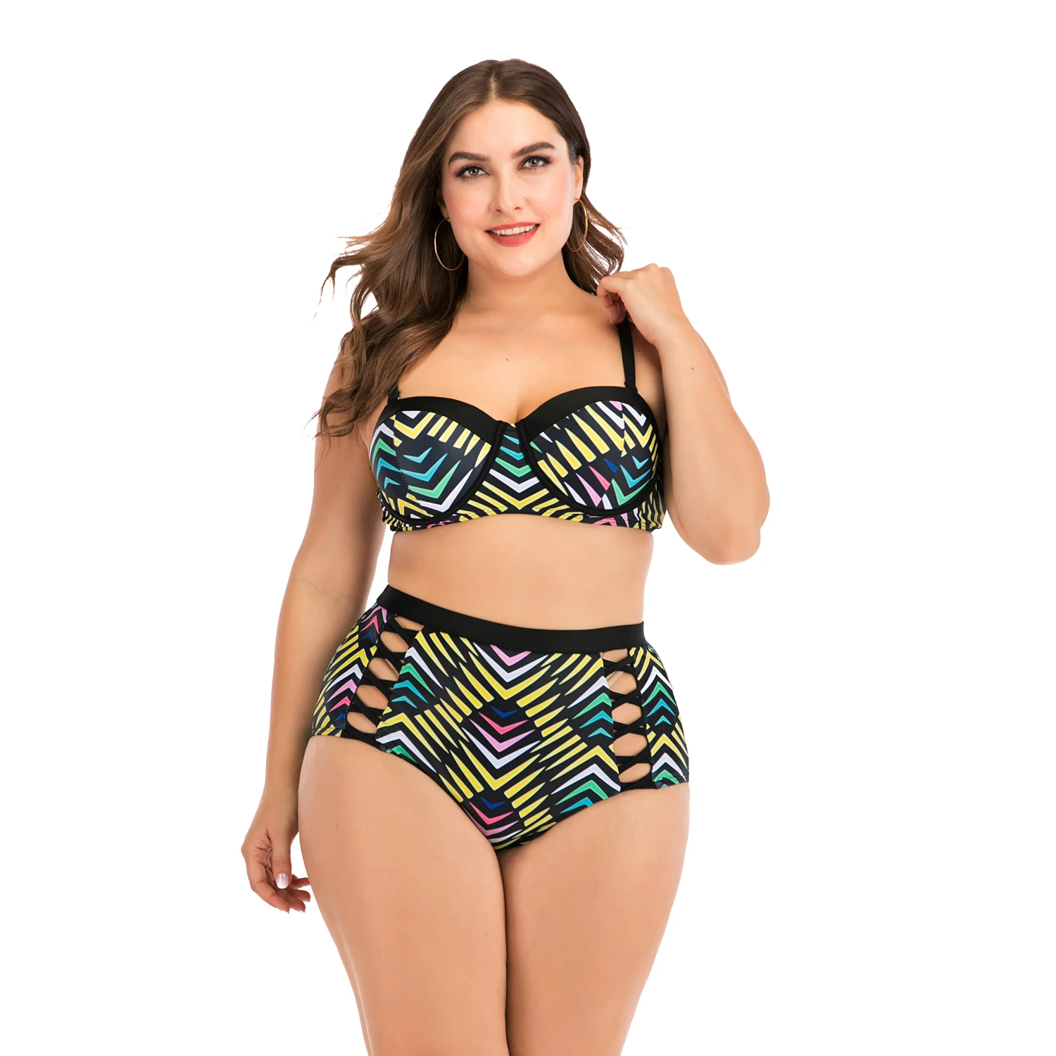 Женский купальный костюм из двух частей сексуальный купальник бикини большие