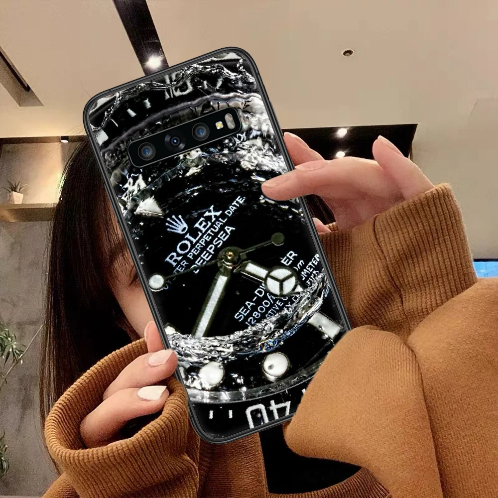 

Luxury Famous Brand Rolexs Phone Case For Samsung Galaxy Note S 8 9 10 20 Plus E Lite Uitra black Bumper Tpu Shell Trend