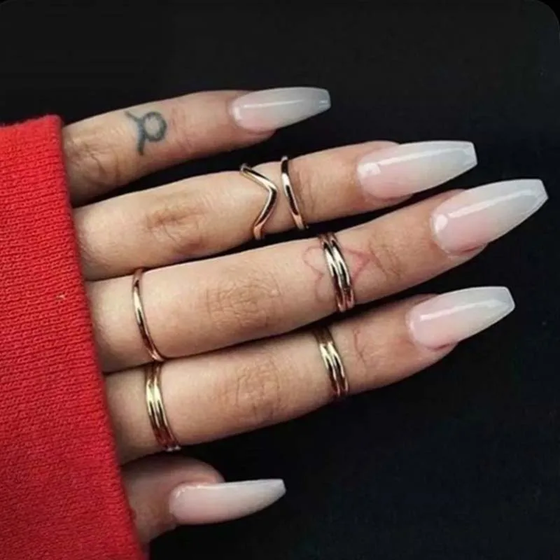 Summer Women Wearable Solid Color Nail-finished Stickers Ins Style Manicure Tools Full Coner Long Square Head Fake Nail Patches
