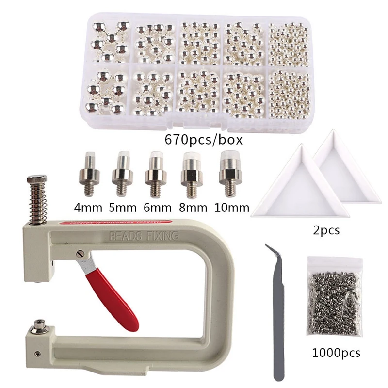 

Manual Punching DIY Pearl Setting Machine Rhinestones Beads Rivet Fixing Machine Hand Press Tools for Clothes Crafts